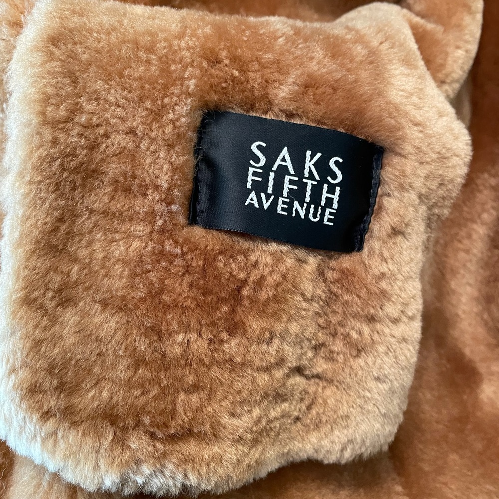Fantazia Camel Shearling Zip Front Coat - Size S. - Picture 6 of 16
